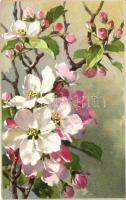 Cherry blossom flowers, M. & L. Serie 137., litho (small tear)