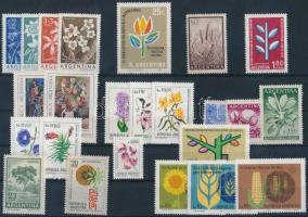 Argentína, Virág motívum 1954-1985 24 klf bélyeg, közte sorok, Argentina Flowers 1954-1985 24 diff stamps with sets