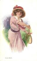 'A Love Match' / Lady with tennis racket