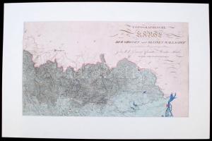 1812 Topographische Karte der Grossen und Kleinen Wallachey. Dél Erdély és Olahország térképe. 1790-es állapot. Színezett rézmetszet. paszpartuban. / Etched map of Vallachia and part of Transylvania. Colored. In paspartu. Map size: 44x26 cm