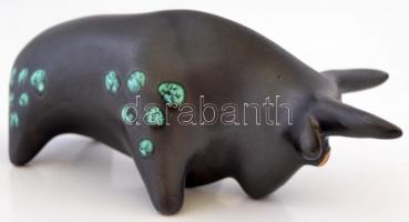Kerámia bika, jelzés nélkül, hibátlan, 17x6 cm