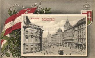 Budapest VIII. Erzsébet körút, nemzeti színház; Zászló, címer (ázott / wet damage)
