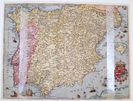 1593 Noua descriptio HIspania ac Septentrio. (Hispán félsziget) Gérard de Jode színezett rézmetszete...