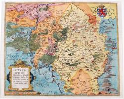 1593 Lutzenburgii (Luxembourg) Gérard de Jode színezett rézmetszetes térképe Luxembourgról, a Specul...