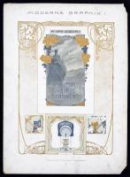 cca 1910 2 táblán szecessziós litho reklámgrafikák. / Art nouveau advertising 27x36 cm