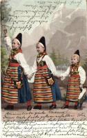 Children in traditional dress, Swedish folklore from Rattvik, Dalarne; Axel Ellassons No. 2017.