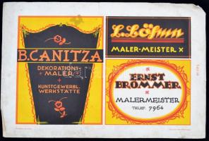 cca 1910 litho reklámgrafika tervek 2 táblán / Litho advertising on two plates 27x36 cm