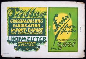 cca 1910  litho reklámgrafika tervek 2 táblán /  Litho advertising on two plates 27x36 cm