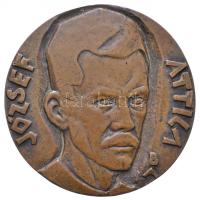 Beck András (1911-1985) 1940. "József Attila" Br plakett (77mm) T:2,2- Hungary 1940. "Attila József" commemorative bronze plaque. Sign: András Beck (77mm) C:XF,VF HPII 89.