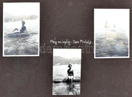 cca 1930 Nagyrészt ausztriai síelős képeket tartalmazó utazásokról készített fényképalbum kb 80 db f...