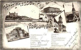 1897 Pozsony, Pressburg; Fill-in Postcard Gruss aus litho (fa)
