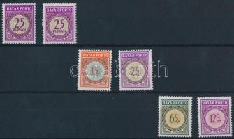 1973-1976 Postage due stamps 1 set + 2 individual values, 1973-1976 Portó bélyegek 1 sor + 2 klf önálló érték