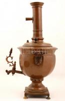 XIX. sz. Jelzett antik orosz szamovár, réz / XIXth century, Russia marked antique samovar. Brass. m:...