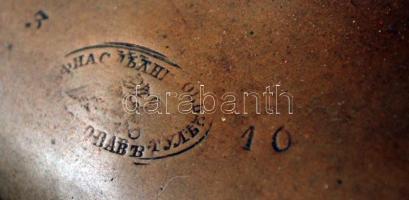 XIX. sz. Jelzett antik orosz szamovár, réz / XIXth century, Russia marked antique samovar. Brass. m:...