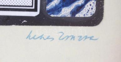 2 db kisméretű kép: Szenes Zsuzsa(1931-2001): Színek, formák. Kollázs, papír, üvegezett keretben, 5x...