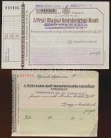 4db-os csekk tétel: "Magyar Nemzeti Bank", "Pesti Hazai Első Takarékpénztár-Egyesület...