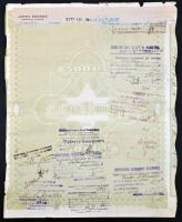 Románia ~1930. "Astra Romana Részvénytársaság" részvénye 500L-ről bélyegzésekkel T:III
Ro...