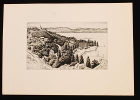 Füle Mihály (1914-2005): Balaton. Rézkarc, papír, jelzett a karcon. 13x7,5 cm.