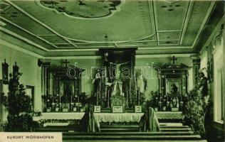 4 db RÉGI városképes képeslap, német templomok belseje, München, Liebenthal, Wörishofen, Würzburg, j...