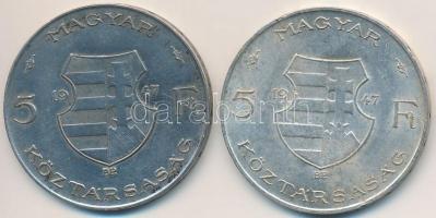 1947. 5Ft Ag "Kossuth" (2x) T:3