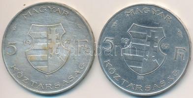 1947. 5Ft Ag "Kossuth" (2x) T:3