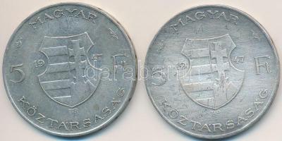 1947. 5Ft Ag "Kossuth" (2x) T:3