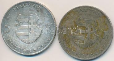 1947. 5Ft Ag "Kossuth" (2x) T:3
