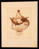 1931 Horváth Endre (1896-1954): Akt lap.  Prof. Dr. Berei Soó Rezső (1903-1980) botanikus, számára készített ex libris. Rézmetszet, papír, jelzetlen. 11x8,5 cm.