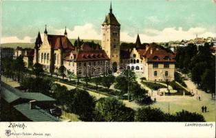 Zürich - 3 db régi, színes városképes képeslap, vasútállomás, múzeum, vegyes minőség / 3 old, colore...