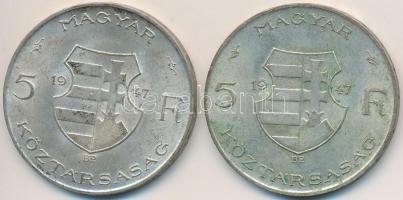 1947. 5Ft Ag "Kossuth" (2x) T:2-