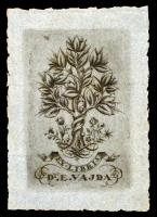 Végh Gusztáv (1889-1973) Dr. E. Vajda (1889-1980) jogász, botanikus, számára készített ex libris. Rézkarc, papír, a metszeten jelzett. 8,5x5,5cm.