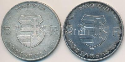 1947. 5Ft Ag "Kossuth" (2x) T:3