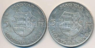 1947. 5Ft Ag "Kossuth" (2x) T:3