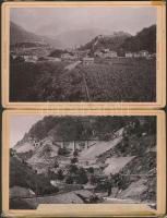 cca 1890 Svájc, Gotthardroute, 6 db keményhátú fotó / cca 1890 Switzerland Gotthardroute 6 photos of Bellinzona, Faido, Airolo, Giornico taped together + 1 Photo of Milano 11x16 cm