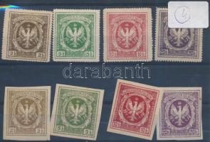 1916 Lengyel légió fogazott + vágott adománybélyeg sor