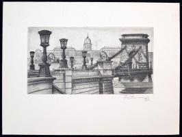 Olvashatatlan jelzéssel: Lánchíd, rézkarc, papír, 7x13cm