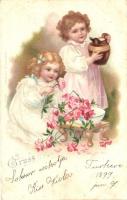 1899 Children, flowers; Koch & Palm Serie 15., litho (EK)