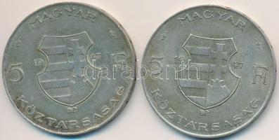 1947. 5Ft Ag "Kossuth" (2x) T:2-,3