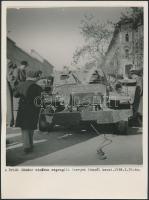 1956-os feliratozott fotók Budapestről, 3db, 24x18cm