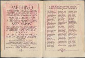 1922 Meghívó a M. Kir. Honvéd Ludovika Akadémia III. évfolyamának akadémikusai által rendezett &quot...