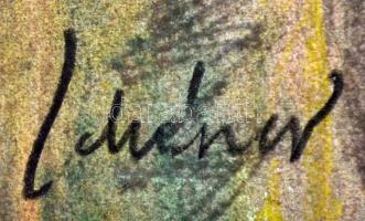 Schéner jelzéssel: Háztetők. Vegyes technika, papír, 66×50 cm