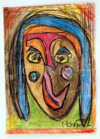 Pcsvm jelzéssel: Női fej, kréta, papír, 42×31 cm