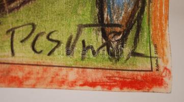 Pcsvm jelzéssel: Női fej, kréta, papír, 42×31 cm