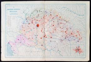 cca 1920-1930 A Magyar Korona Országai, rajta kézzel berajzolva a nemzetiségi megoszlás, kiadja a Magyar Földrajzi Intézet Rt., 32x46 cm