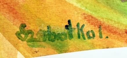 Szobotkai jelzéssel: Domboldal. Akvarell, papír, 30×44 cm