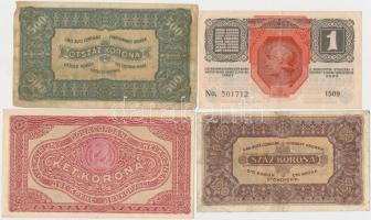 24db klf korona bankjegy jobb darabokkal, közte 1914. 50K "MAGYARORSZÁG" felülbélyegzéssel...