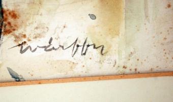 Márffy jelzéssel: Virágcsendélet. Akvarell, papír, üvegezett keretben,  44×32 cm