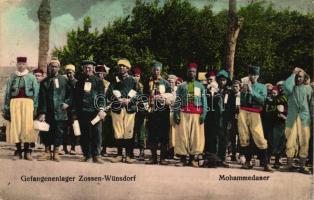 Gefangenenlager Zossen-Wünsdorf - Mohammedaner / A Zossen-Wünsdorfi fogolytábor mohamedán foglyai, I. világháború, a hátoldalon beszámolóval a táborban tett látogatásról / prisoners of war camp, islamic prisoners, World War I, on backside personal account about the visitation in the camp