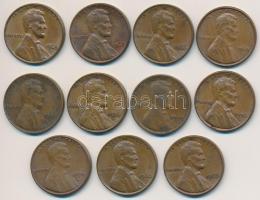 Amerikai Egyesült Államok 1929-1974. 1c Br Lincoln 11xklf évszám T:2,2-,3 USA 1929-1974. 1 Cent Br Lincoln 11xdiff. dates C:XF,VF,F