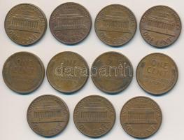 Amerikai Egyesült Államok 1929-1974. 1c Br "Lincoln" 11xklf évszám T:2,2-,3
USA 1929-1974...